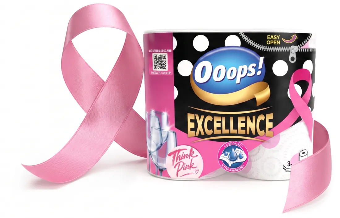 Ooops! Excellence Think Pink! kiadású papírtörlő rózsaszín szalaggal